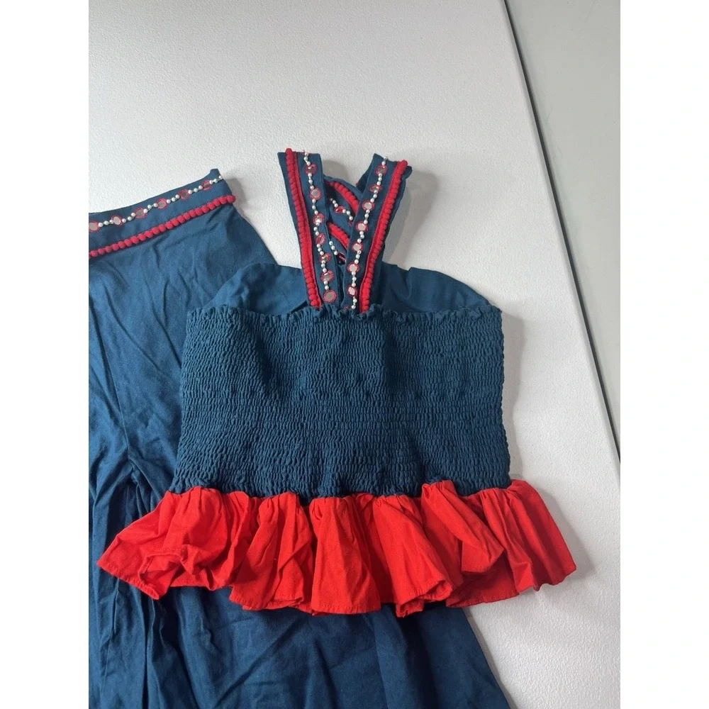 Little Muffet Girls‎ Two Piece Outfit Flowy Dance Event Navy Red Sz 8-9 Boutique